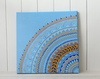 Henna Art - Blue Painting - Unique Gift - Gift for Her