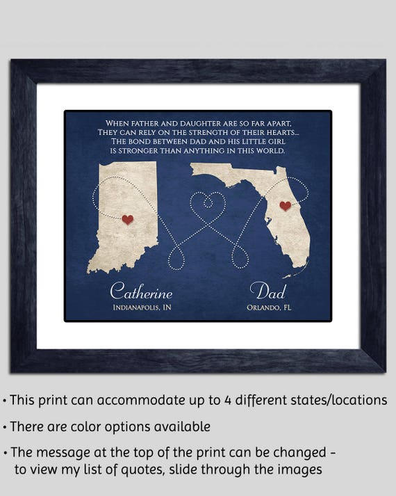 For Dads that are far, far away from their daughters, this is the perfect Father's Day gift--personalized to your states. So sweet.