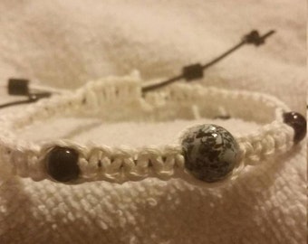 Black/white on White Macrame Hemp Cord