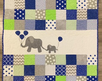 Elephant baby quilt | Etsy