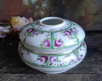 Vintage Hand-painted Japanese Porcelain Hair Receiver
