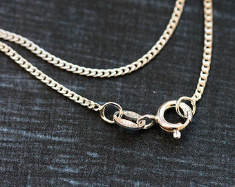 50cm Silver Necklace, Finished sterling silver chain, Diamond cut curb chain, 925 silver, for jewelry making - 1pc - F353