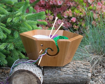 Handmade Sycamore Yarn Bowl for knitting or crochet