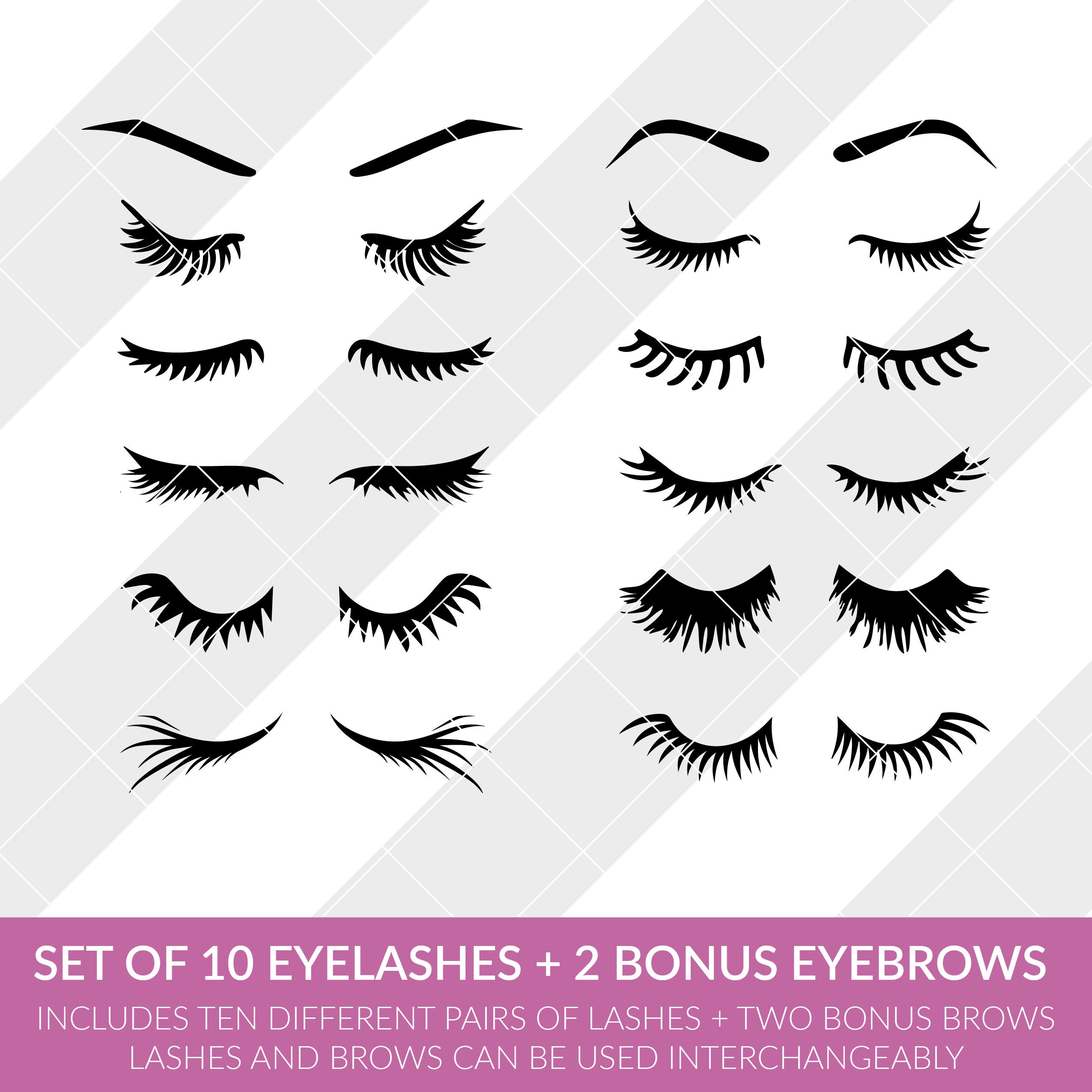 Download Set of 10 Eyelashes svg, eps, dxf, studio3, png, jpg ...