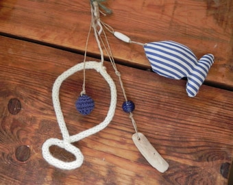 Hanging Driftwood fish and beads
