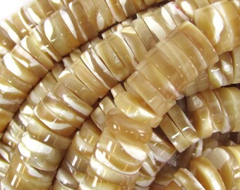 8mm natural mother of pearl mop heishi beads 15.5" strand 34611
