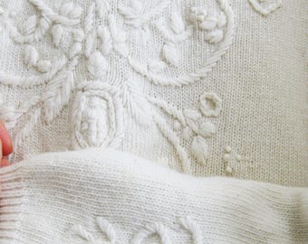 Ivory wool Sweater ESPRIT Small Embroidered Sweater