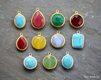 Gemstone Charm, Jade Necklace, Gemstone Pendant, Gemstone Pendant, Gemstone Necklace, Gift for Her, Gemstone Jewelry, Mix Lot Pendant