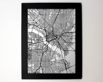 Dallas Map, Laser Cut Map, Dallas Texas, Map of Dallas, Dallas Wall Art, Wedding Gift, Anniversary Gift, Dallas Gift, Dallas Street Map, TX