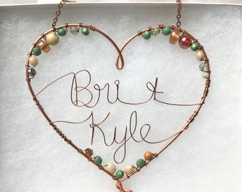 Copper Heart Decoration 7th Anniversary Gift Copper Wedding 7 Year Anniversary Custom Copper Anniversary Decor Hanging Heart Personalized
