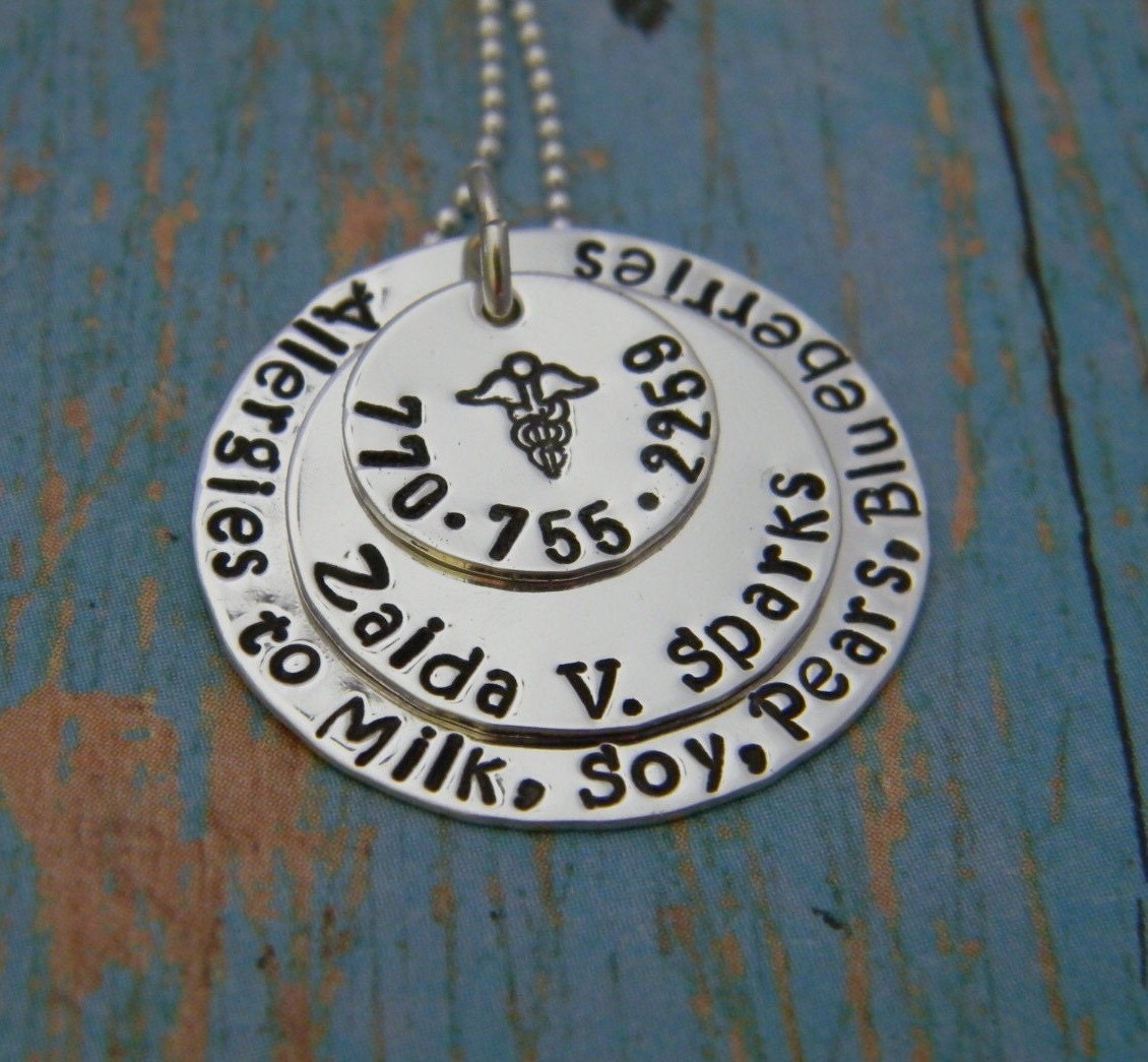 Medical Allergy Custom Made Triple Sterling Silver