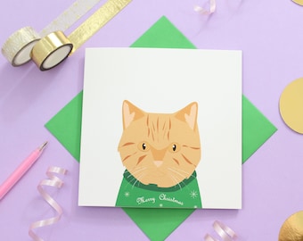 Christmas British short hair cat card