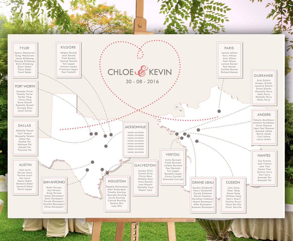 Wedding Seating Chart Destination Wedding Any State you