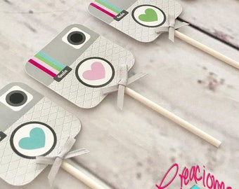 12, 18, 24 or 30 Instagram Cupcake Toppers, Instagram Birthday, Instagram Party, Social Media Cupcake Toppers