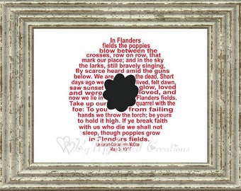 Poppy Word Art, In Flanders Fields Word Art, Veteran Gift, Veterans Day, Remembrance Day, Memorial Day, Word Art Typography, DIGITAL FILE
