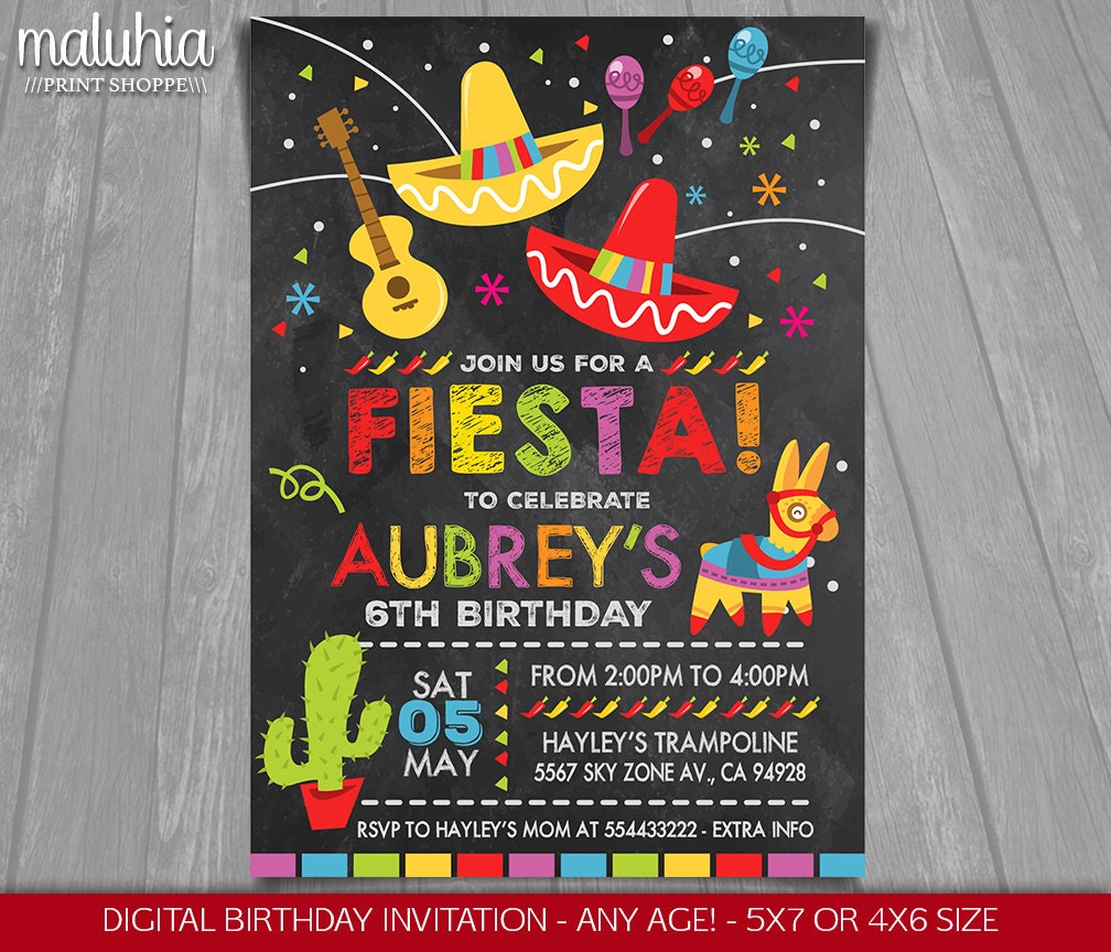 Fiesta Birthday Invitation Cinco De Mayo Invitation