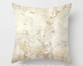 CA MISSION WALL Pillow Covers. Photo Art, TMCdesigns. Spanish. Stone. Rustic. Warm Beige Nuetrals. Natural. Historic. Faith. Personalize.