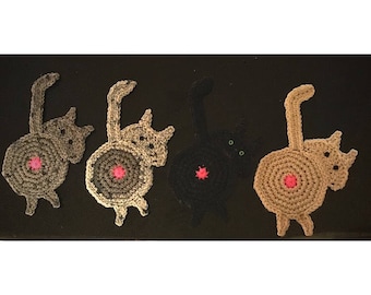 Crochet Cat Butt Coasters