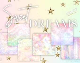 Rainbow Digital Paper - Bokeh Pastel Digital Papers - Fairy Digital Paper Pack - Colorful Glitter Pink Blue Planner Unicorn Background