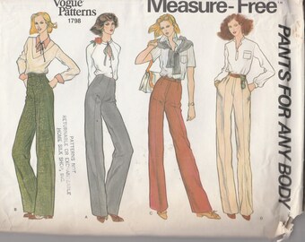 Vogue Patterns 1798 Measure Free Pants for Any Body Size 26.5" UNCUT