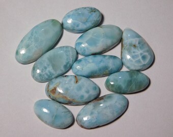 Pcs. 10 Larimar Lot cabochons smooth polished Pear shape handmade Gemstone 100%Natural Loose stone 110Cts.