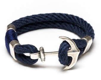 Nautical Rope Bracelet / Nautical Anchor Bracelet / Navy Blue Anchor Bracelet / Silver Anchor Bracelet / Nautical Jewelry / Nautical Gift