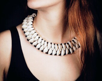 Haitian Tribal Cowrie Shell Necklace Collection nobility • Ras - of - neck Tribal Haitians & beads cowry shells • jade