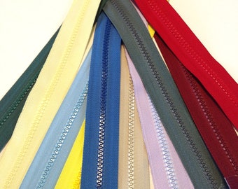 Separating zipper, 8", 10", 14", 16", Molded Plastic Chunky Teeth SEPARATING Zippers, open ended zip, multi colors, coat jacket bag zipper.