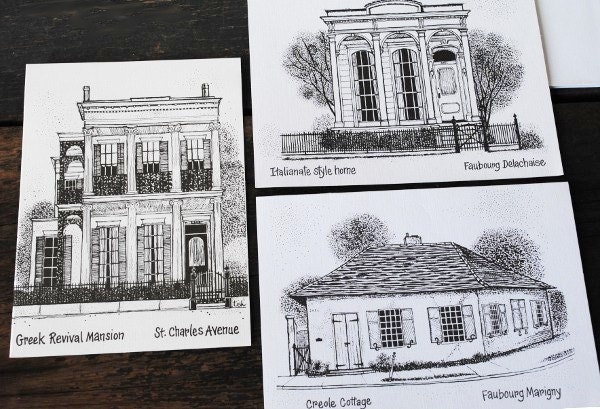 vintage stationery cards new orleans historic architecture