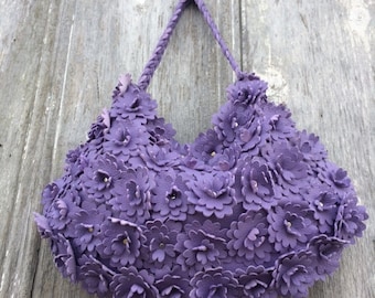 Leather Flower Bag in Lavender Deerskin Leather by Stacy Leigh