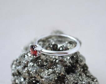 Garnet Ring - Sterling Silver Garnet Ring - Garnet Ring Silver