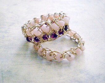 Crochet gold filled ring, Crochet lace gold wire rings- size 7.5, Ready to ship