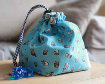 Otters Drawstring Dice Bag | Game Bag | RPG Bag - For Tabletop Gamers, Roleplayers, Dungeons and Dragons, Scrabble tiles, Carcassonne & more