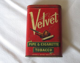 Vintage Velvet Pipe & Tobacco Tin