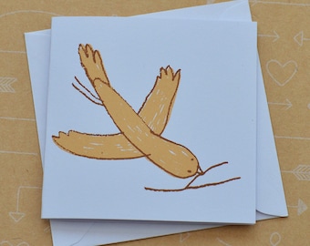 Bird and Twig Tiny Screenprinted Card
