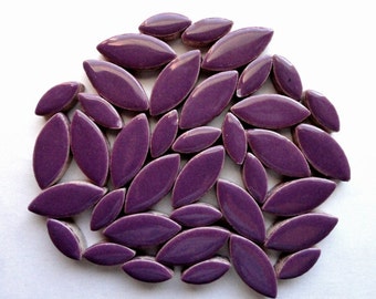 Pretty Purple Głazed Ceramic Petal Leaves Mix (35-40)//Mosaic Supplies//Mosaic Pieces//Craft//Mosaic Tiles