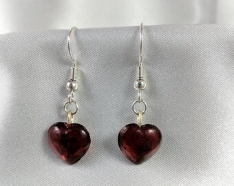 Glass heart earrings #247