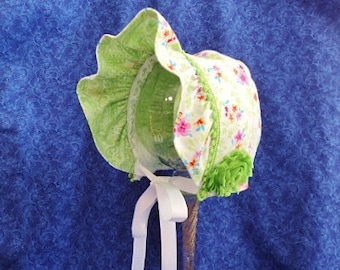 Spring Baby Bonnet Flowers Reversible to Green