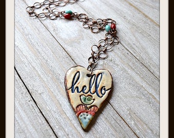 Artisan Made "Hello" Pendant Necklace