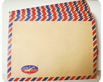 10 vintage brown air mail envelopes