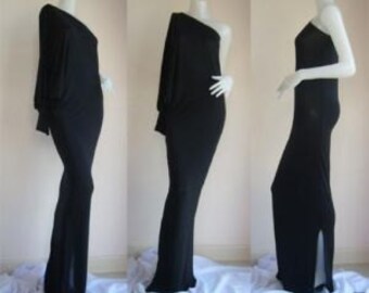 Black one shoulder long evening dress elegance all size
