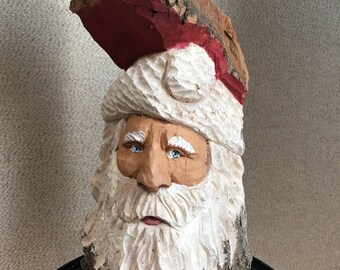 Santa carved from cottonwood bark