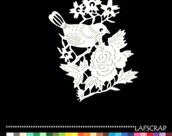 Cut bird branch flower cutout paper decoration die cut embellishment scrapbooking