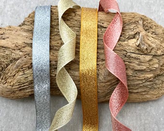 Metallic Lame Ribbon - BERISFORDS - 3/7/15/25/40mm - 1m/3m/5m 10m Lengths - Silver - Pale Gold - Dark Gold - Rose Gold - Copper
