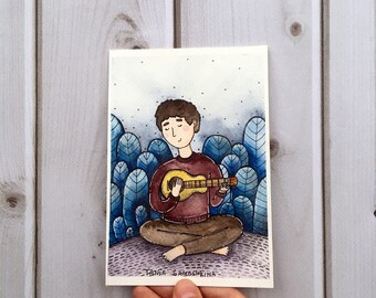 songs in the garden - original watercolor art