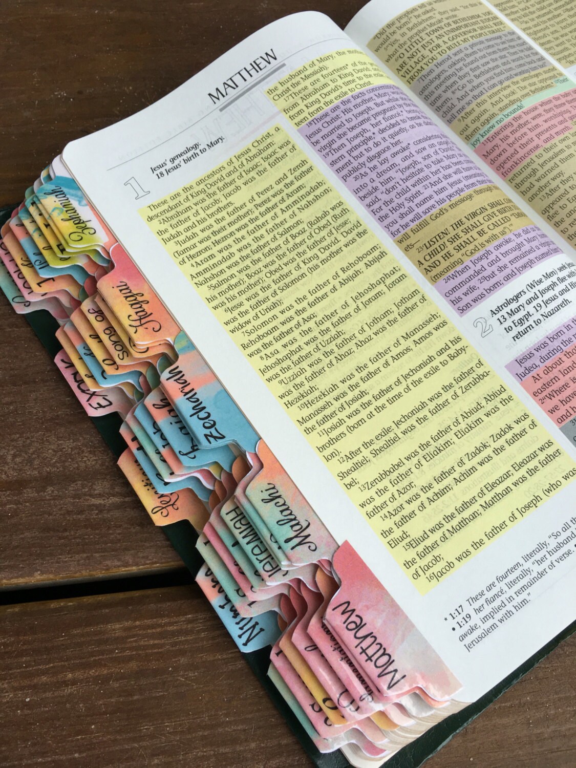 Bible Tabs Laminated with Adhesive Multicolor Rainbow