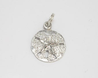 Sterling Silver Sand Dollar Charm, Sterling Silver Sand Dollar Pendant, Beach Jewelry, Silver Charm, Beach Charm