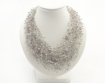 Be my Bridesmaid gift silver jewelry grey necklace multi strand jewelry grey jewelry beaded necklace metallic necklace multi strand necklace