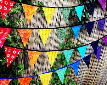 Chakra Prayer Flags Batik Bunting Garland Banner Rainbow