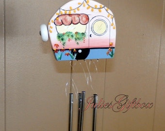 Small Camper Wind Chime-Solid Aluminum Chimes-Hand Crafted-OOAK-Travel Trailer